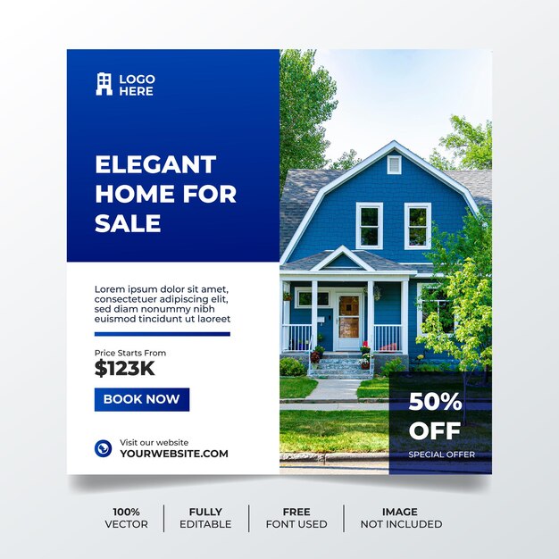 Vector free vector real estate instagram post banner temlate