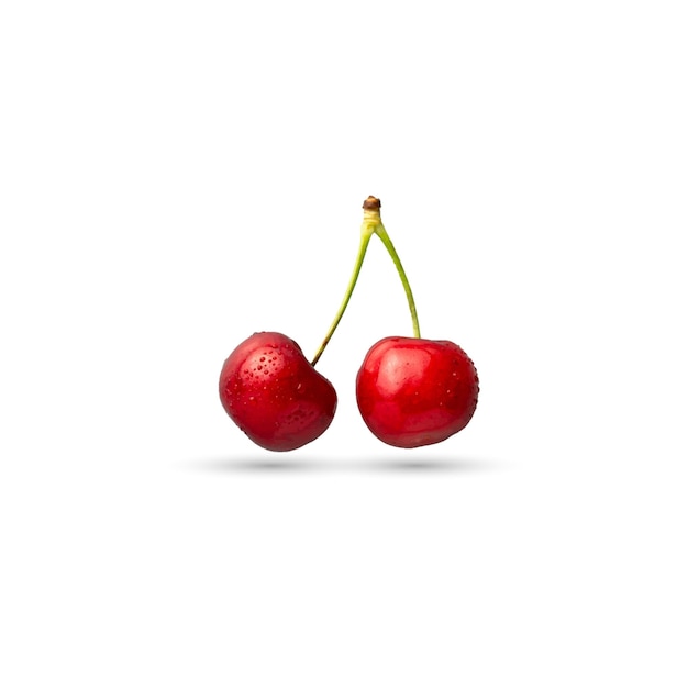 Free vector realistic berries composition with isolated image of cherry with ripe leaves on white bg