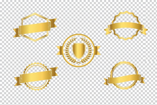 Free vector realistic bow ribbon color set of isolated icons golden bows of different shape