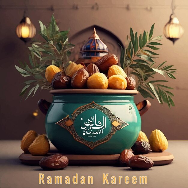 Free vector realistic elegant Ramadan kareem 3D decorative festival card mosque beautiful background