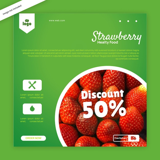 Free vector realistic and flat design fruits instagram post template
