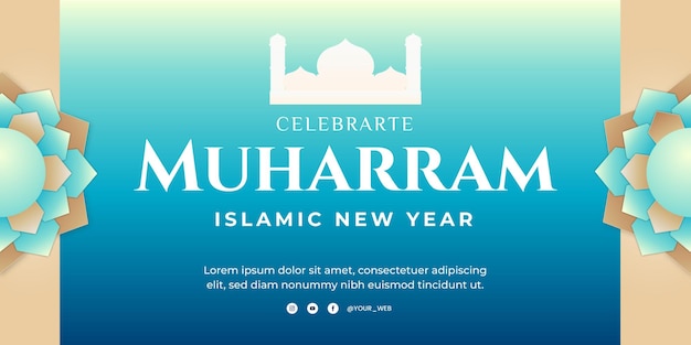Free vector realistic gradient islamic new year illustration greeting card template