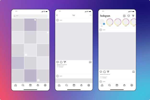スマートフォン コレクションの無料ベクトル現実的な instagram フォト フレーム