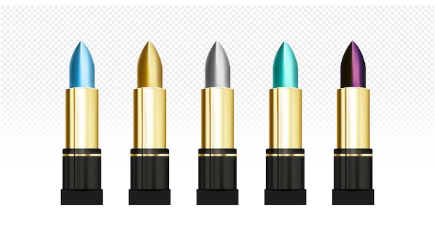 Vector free vector realistic pearl color gold and silver lipstick