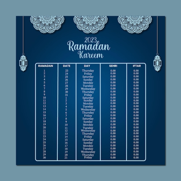 Free vector realistic Ramadan calendar template