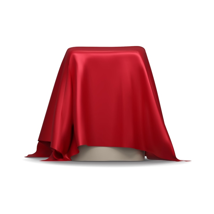 Vector free vector realistic stand covered with red silk cloth isolated on white background
