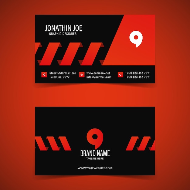 Vector free vector red and black business card template