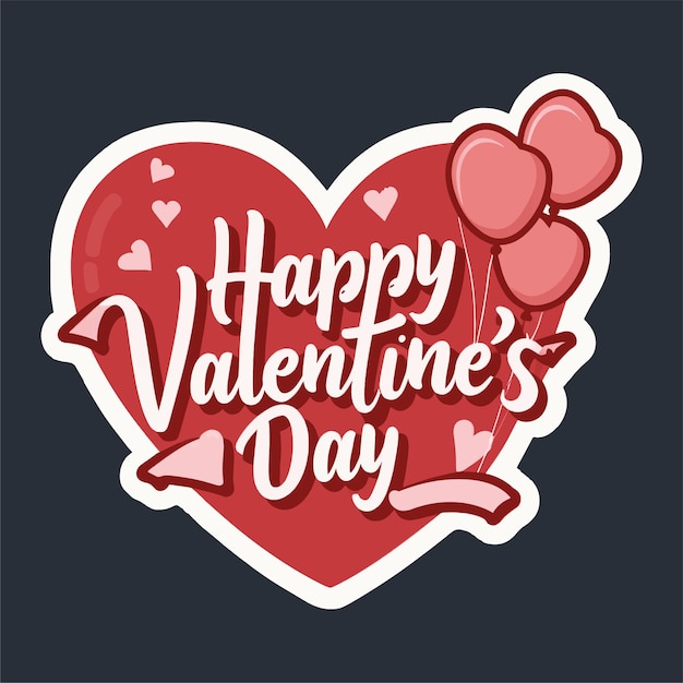 Vector free vector red heart with baloons valentines day illustration