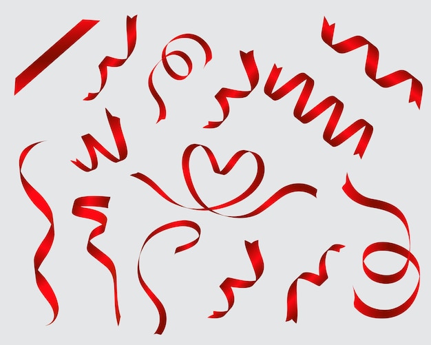 Free vector red ribbons collection