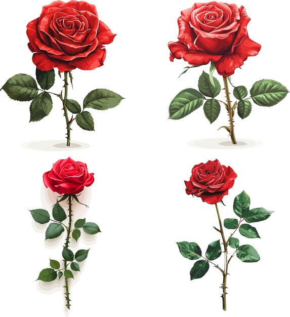 Free Vector red rose cartoon style