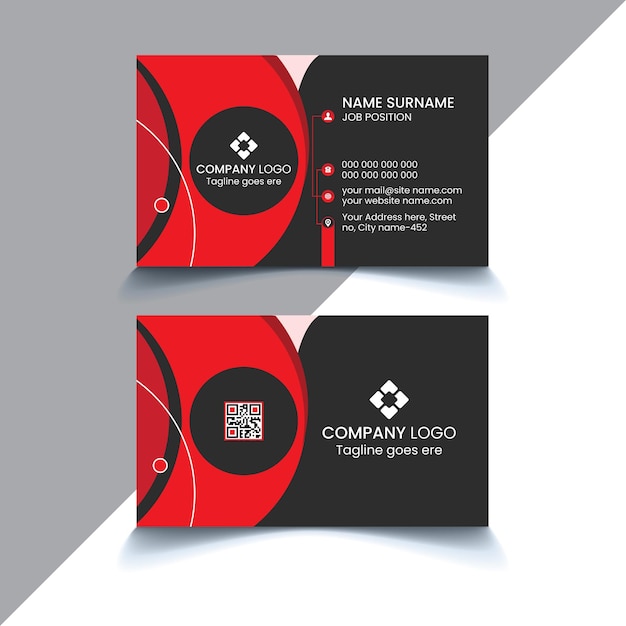 Free vector red and white modern business card template