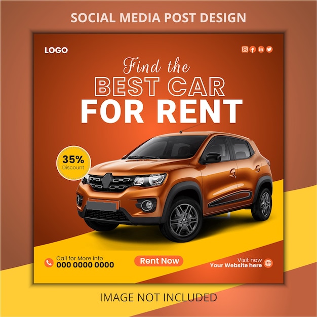 Vector free vector rental car social media post design