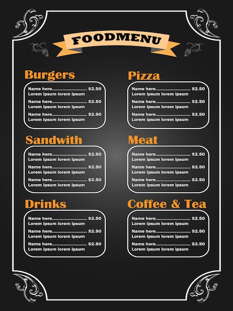 Vector free vector restaurant menu layout