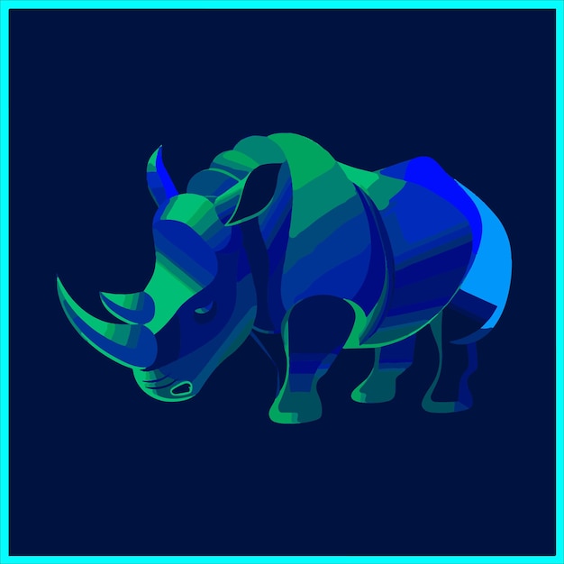 Vector free vector rhinoceros in standing position on a blue backgorund