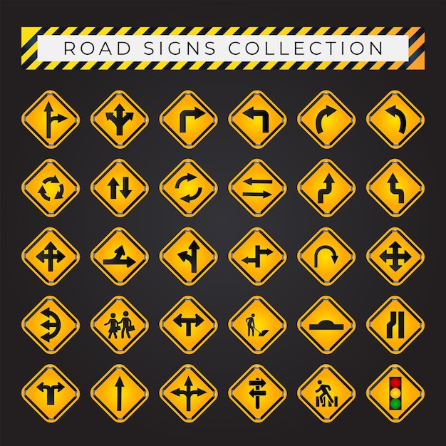 Vector free vector road sign icon collection