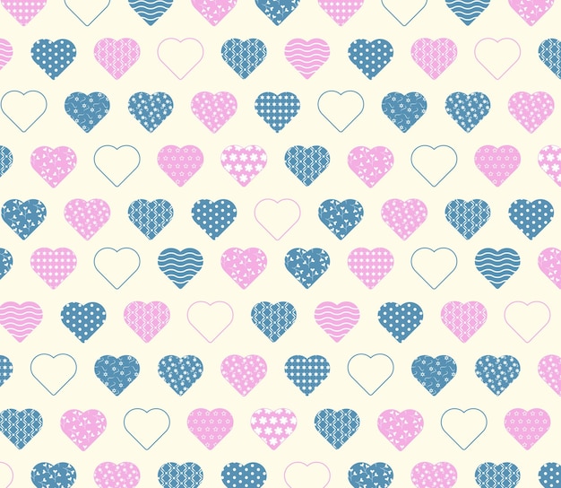 Free vector romantic pattern with different types of hearts