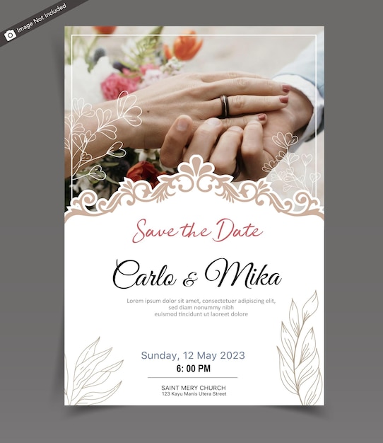 Free vector romantic wedding invitation card design