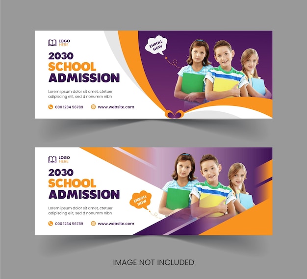 Vector free vector school admission facebook cover template and back to school education web banner design