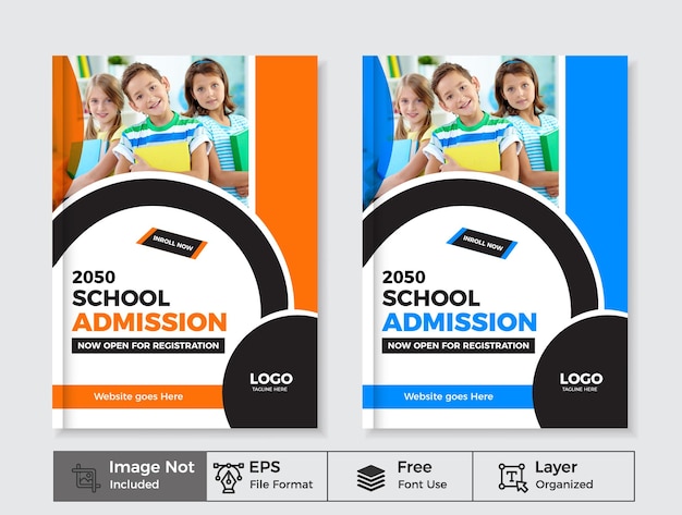 Free vector school admission modern brochure cover template 2050