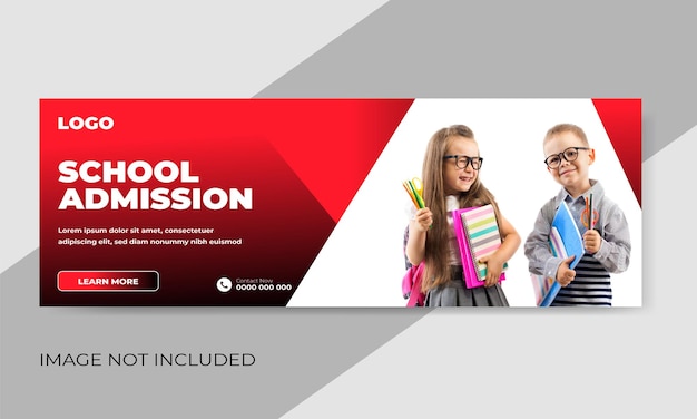 Vector free vector school admission web banner or social media cover template