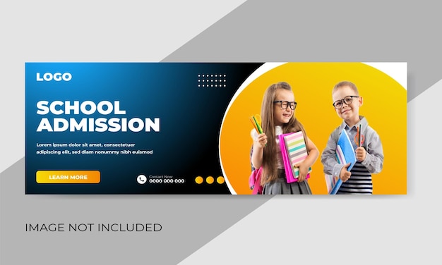 Free vector school admission web banner or social media cover template