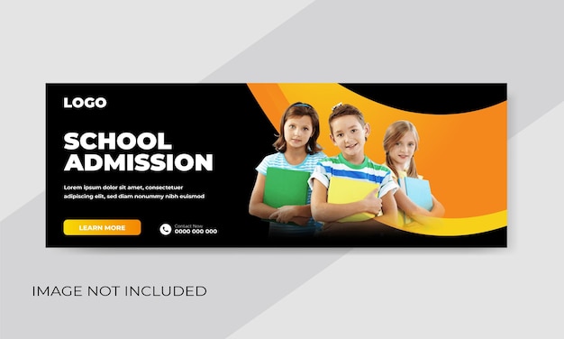 Free vector school admission web banner or social media cover template