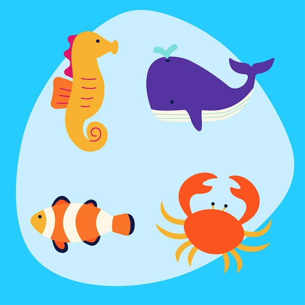 Free vector sea animals collection