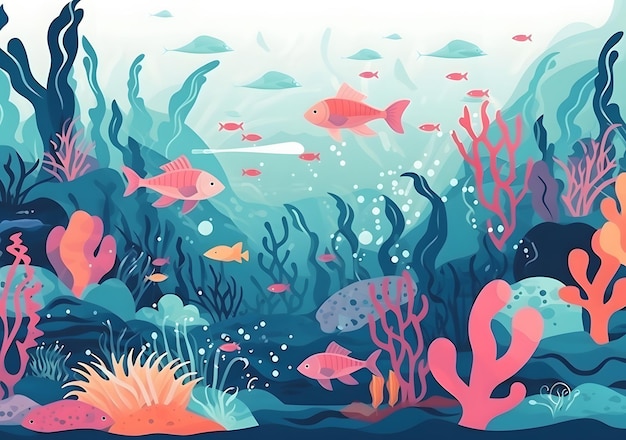 Free vector under the sea background for video conferencing