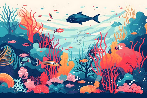 Free vector under the sea background for video conferencing