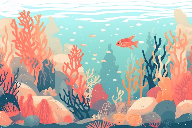 Free vector under the sea background for video conferencing