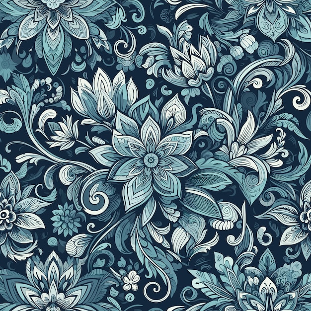 Vector free vector seamless floral pattern on uniform background ornament dark cya design fabric art fas