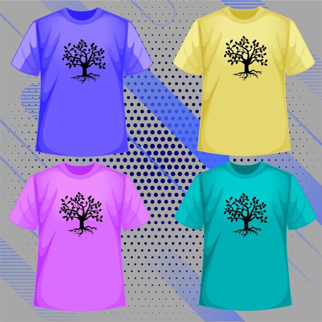 Vector free vector set of different screen on different colour tshirt isolated