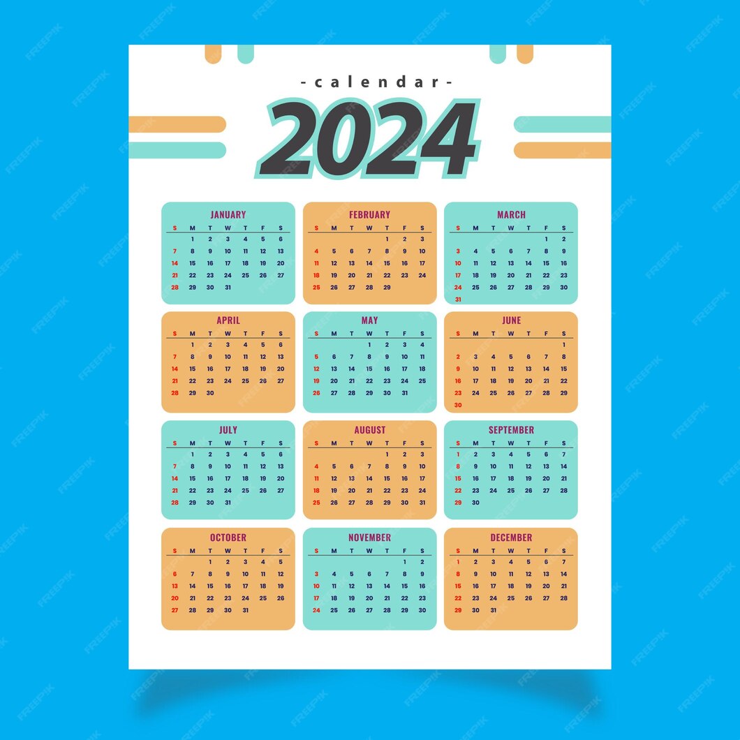 Premium Vector Free vector set of minimal calendars for 2024 made by