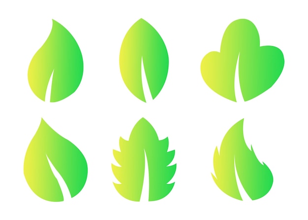 Free Vector Set Simple Leaf Shapes with Gradient