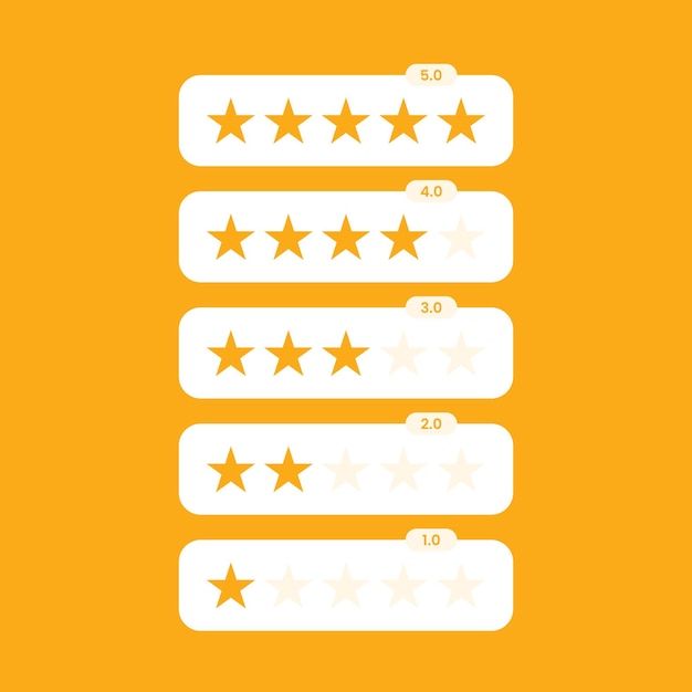 Free vector set of star rating creative and clean ui design