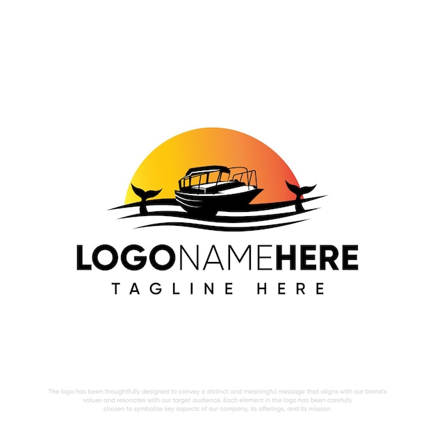 Vector free vector ship sea and sunset logo