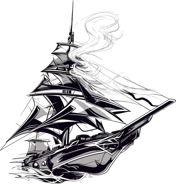 Vector free vector ships and boats sketch set