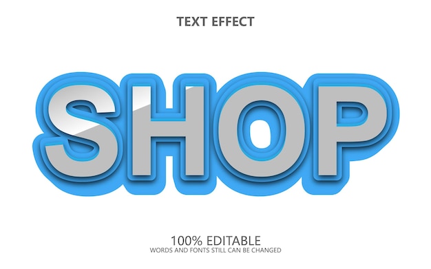 Free vector shop text effect editable 3d style text effect