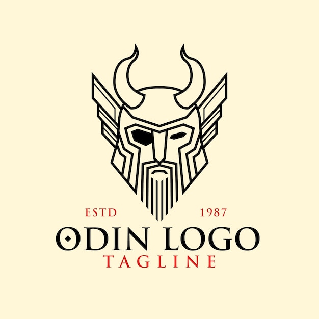 Disegno dell'illustrazione del modello di logo odin semplice vettoriale gratuito