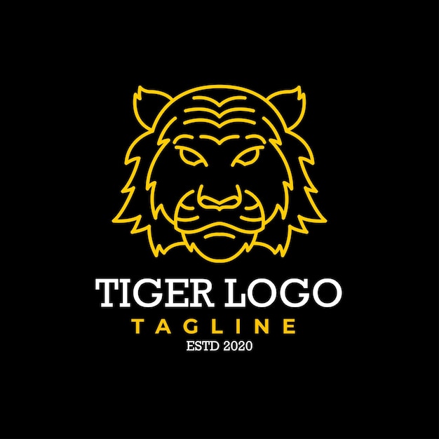 Бесплатный векторный простой шаблон логотипа тигра плоский вектор