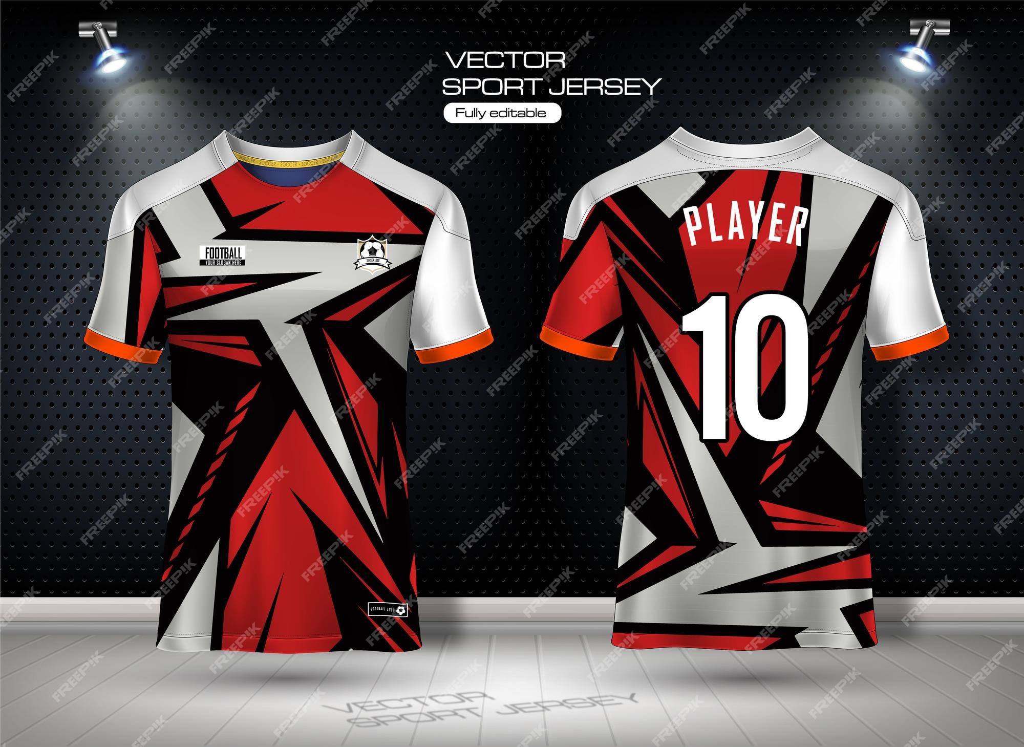 Premium Vector  Black sports soccer jersey template