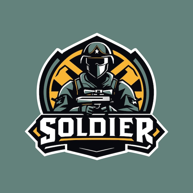 Free vector soldier mascot esport gaming logo