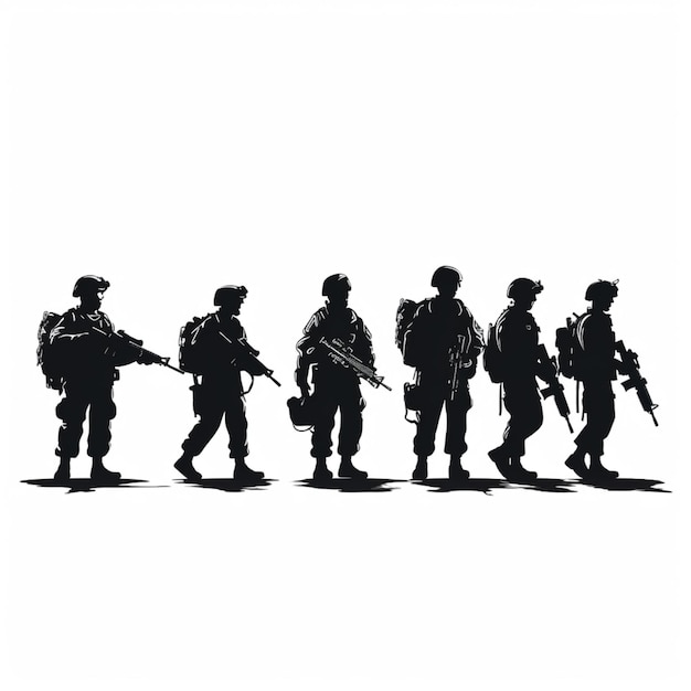 Свободные векторные силуэты солдат художественная иллюстрация