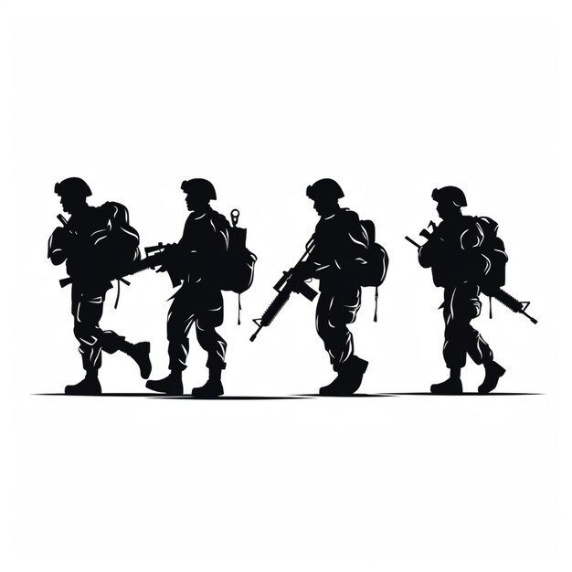 Vector free vector soldier silhouettes art illustration