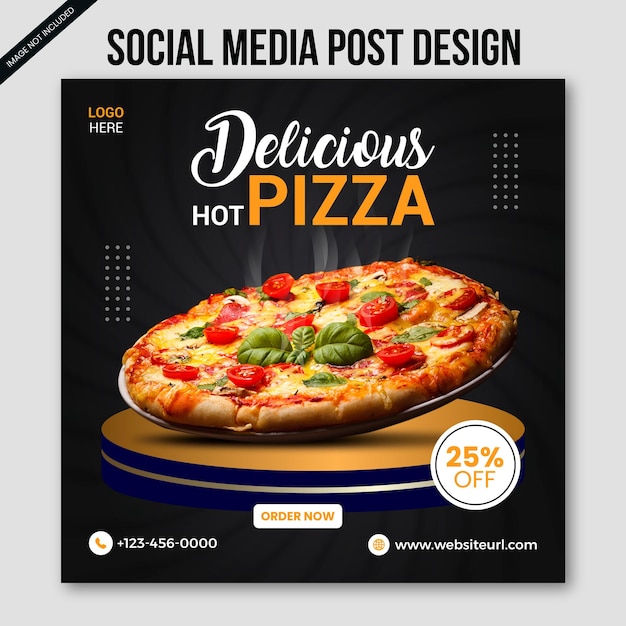 Vettore modello di post banner per social media cibo delizioso vettoriale gratuito