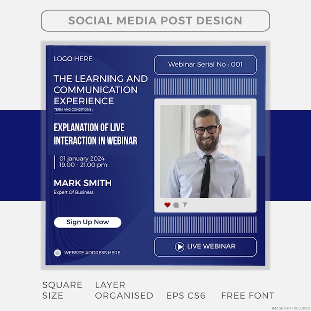 Free vector square webinar live ad social media post template