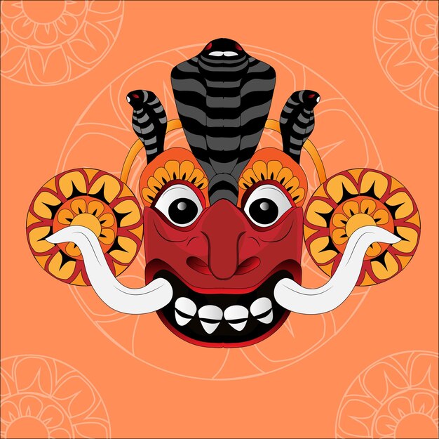 Vettore free vector srilankan devil mask (maschera del diavolo dello sri lanka)