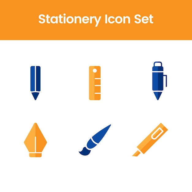 Free vector stationery icons, pen nip pencil ruler pen art brush marker template