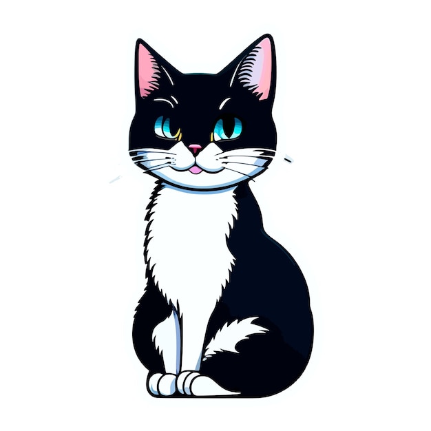 Vector free vector a sticker template of cat cartoon character