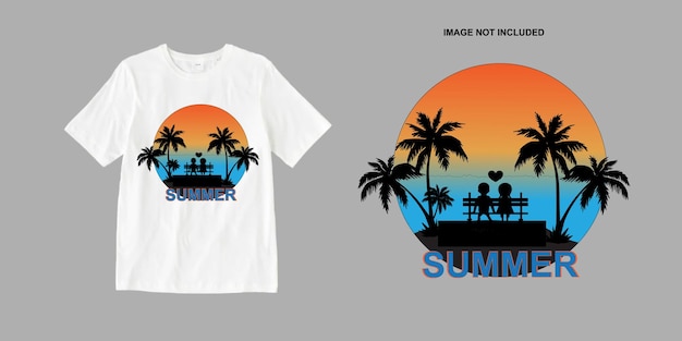 Estate vettoriale gratis con design t-shirt da spiaggia